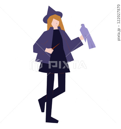 Cute young witch with bird. illustration in modern style 122027870