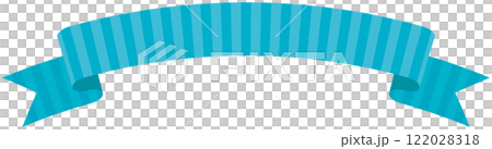 カーブのついたストライプ模様のシンプルなリボンの単品イラスト2（青） 122028318
