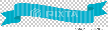 カーブのついたストライプ模様のシンプルなリボンの単品イラスト6（青） 122028322