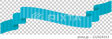 カーブのついたストライプ模様のシンプルなリボンの単品イラスト7(青) カーブのついたストライプ模様のシンプルなリボンの単品イラスト7(青) 122028323