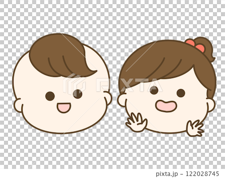 男の子と女の子の赤ちゃんの笑顔のイラスト 122028745