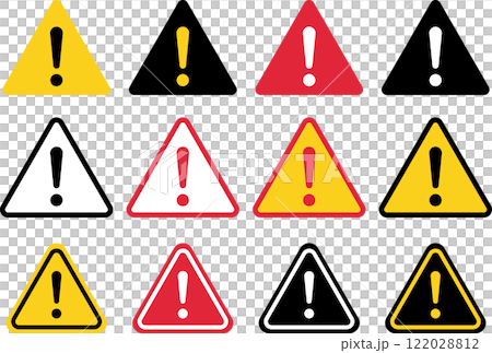 注意マーク三角アイコンセット 注意マーク三角アイコンセット 122028812