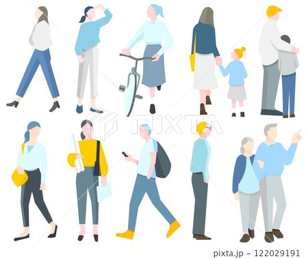 様々な人々ー様々な動作ーベクターアイコンセットイラスト素材 122029191