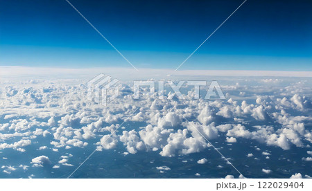 飛行機からの眺め - 空と雲の広がり　生成AI 122029404