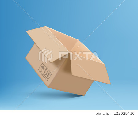 Mockup open empty cardboard box. Mockup open empty cardboard box. 122029410