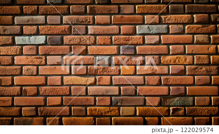 レンガの壁 - 温かみのあるクラシックなテクスチャ背景　生成AI 122029574