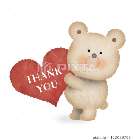 手書き風　くまがハートを持つイラスト 122029708