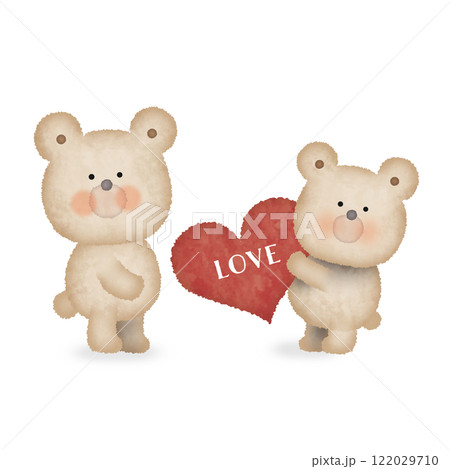 手書き風 くまのカップルのイラストのイラスト素材 [122029710] - PIXTA