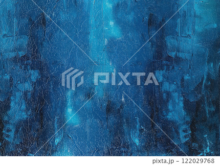 Oil paint texture with scratches and blue shine. Winter background.Blue abstract painting 122029768