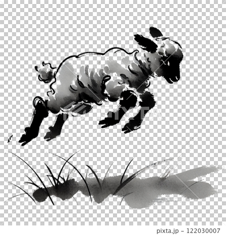 Sheep ink painting illustration 122030007