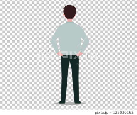 A man standing from behind with his hands on his hips. Vector illustration A man standing from behind with his hands on his hips. Vector illustration 122030162