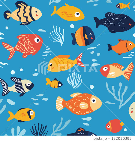 Colorful Underwater Fish Pattern Design Colorful Underwater Fish Pattern Design 122030393
