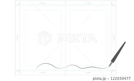 原稿用紙とつけペンの背景イラスト 122030477