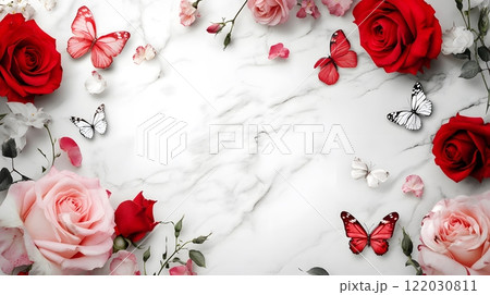 Roses and Butterflies on Marble Roses and Butterflies on Marble 122030811