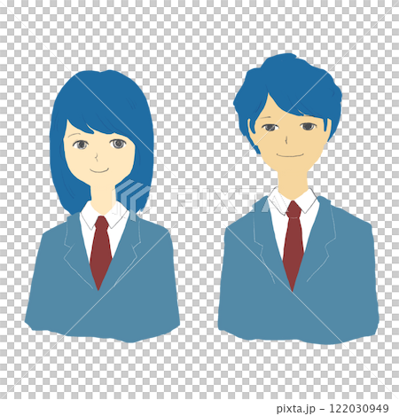 穿著校服的男女學生插圖集 122030949