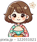 雛あられを食べる女の子 122031021
