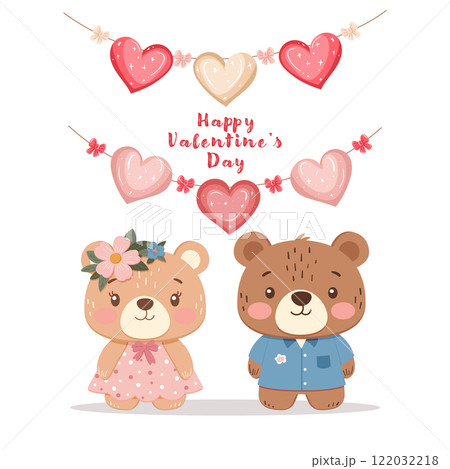 Cute bears with heart garland for Valentine's Day 122032218