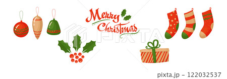 Merry Christmas Festive Elements for Design Vector Set 122032537