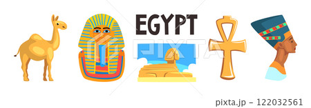 Egypt Object and Symbols of Ancient Egyptian Culture Vector Set Egypt Object and Symbols of Ancient Egyptian Culture Vector Set 122032561