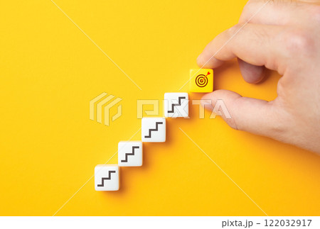 Steps leading to the goal. Emphasizing persistence, direction, and focus, this approach ensures that progress. Strategic steps, each carefully planned and executed. 122032917