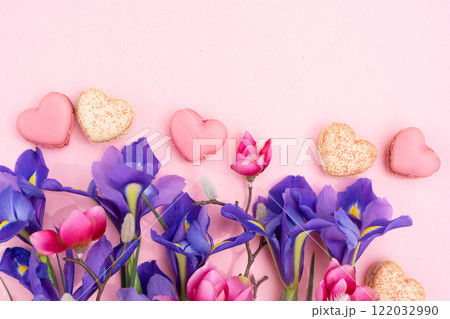 Fresh iris flowers with orchids Fresh iris flowers with orchids 122032990