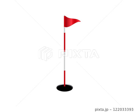 Red flag on pole above hole in golf course Red flag on pole above hole in golf course 122033393