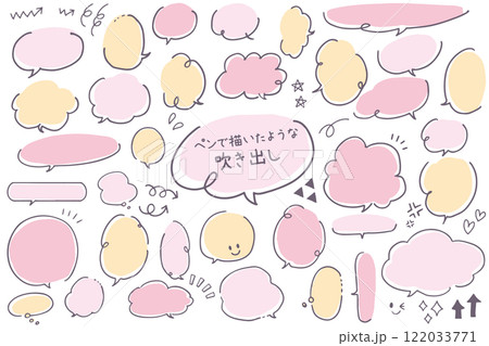 ペンで描いたような吹き出し　ピンク 122033771