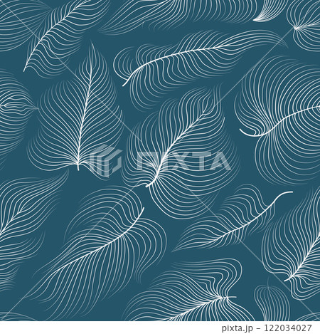 Winter holiday nature seamless pattern. White line drawn flowing leaves texture. Winter holiday nature seamless pattern. White line drawn flowing leaves texture. 122034027