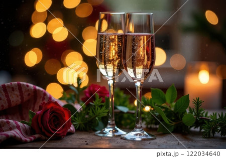 An Elegant Champagne Toast Set Against a Delightfully Festive Background Full of Cheer 122034640