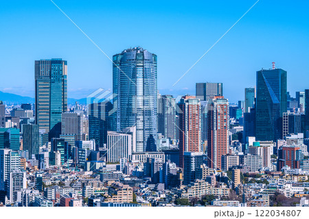 日本の東京都市景観　六本木ヒルズや東京ミッドタウンなどを望む＝11日 122034807