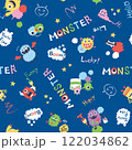 らくがきモンスターパターン ブルー らくがきモンスターパターン ブルー 122034862