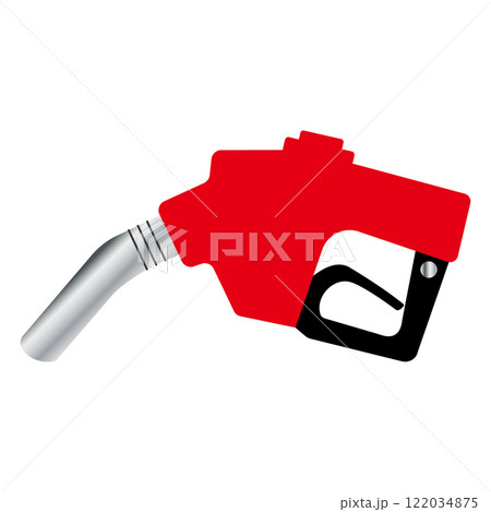 シンプルでフラットなレギュラーガソリン用の給油ノズルのイラスト　白背景 122034875