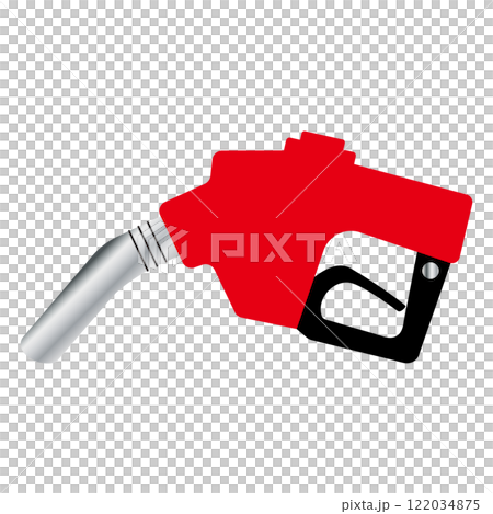 シンプルでフラットなレギュラーガソリン用の給油ノズルのイラスト　白背景 122034875
