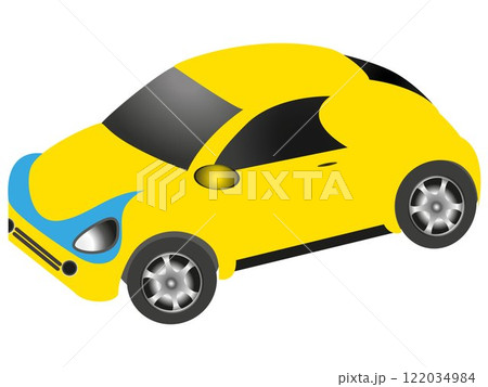 Cartoon car of yellow color on a white background. Cartoon car of yellow color on a white background. 122034984