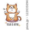 red cat in meditation relax and detox 122035094
