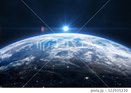 Earth in the outer space. 122035230