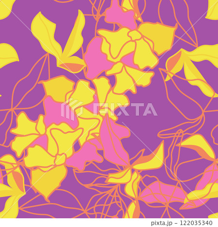 Creative collage contemporary floral seamless pattern. Fashionable template for design.  122035340