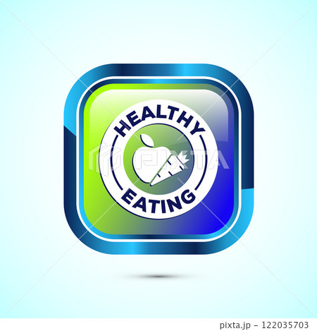 Healthy eating icon design illustration. Healthy food sign symbol. Button design 122035703