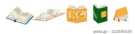 Open books for learning and rest flat color vector objects Open books for learning and rest flat color vector objects 122036320