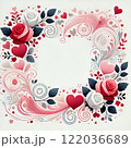 薔薇のフレームとハートを使った背景素材 122036689