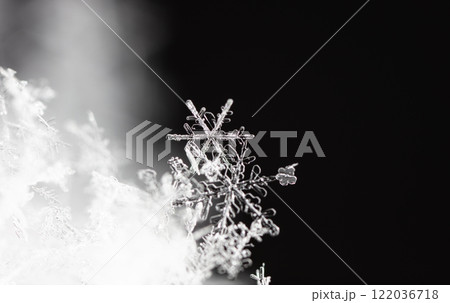 snapshot of a small snowflake taken during a snowfall snapshot of a small snowflake taken during a snowfall 122036718