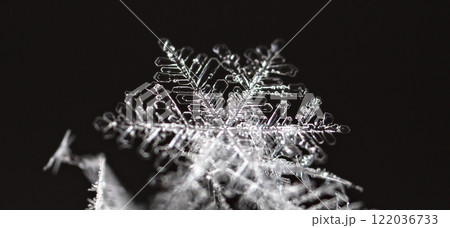 snapshot of a small snowflake taken during a snowfall snapshot of a small snowflake taken during a snowfall 122036733