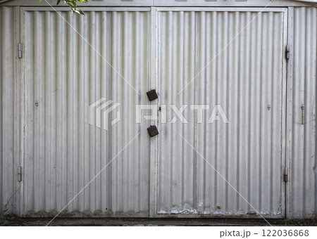 old metal door to the car garage 122036868