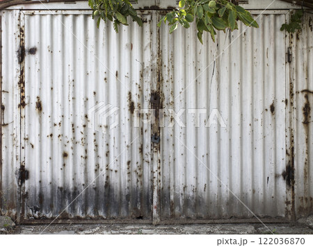 old metal door to the car garage 122036870