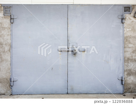 old metal door to the car garage 122036888