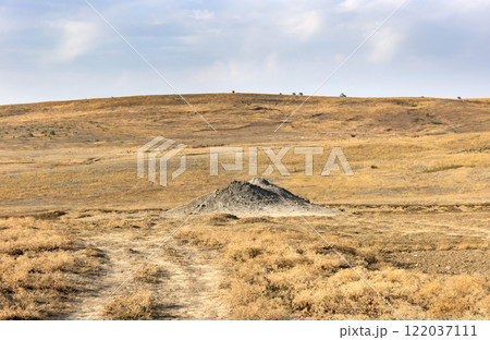 photo of a mud volcano eruption, landscape photography photo of a mud volcano eruption, landscape photography 122037111