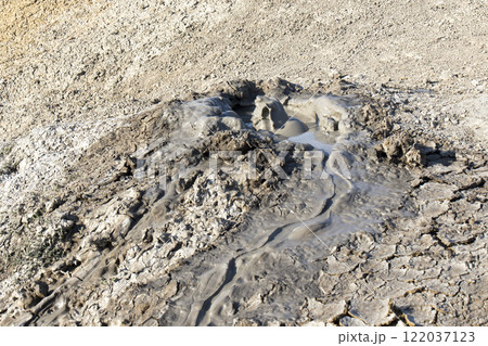 photo of a mud volcano eruption, landscape photography photo of a mud volcano eruption, landscape photography 122037123
