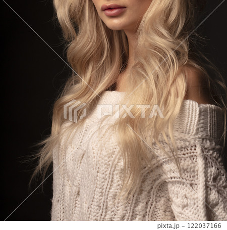 young beautiful woman on a dark background, full length studio shot young beautiful woman on a dark background, full length studio shot 122037166