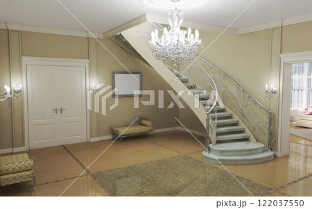 residential interior visualization, 3D illustration, cg 122037550