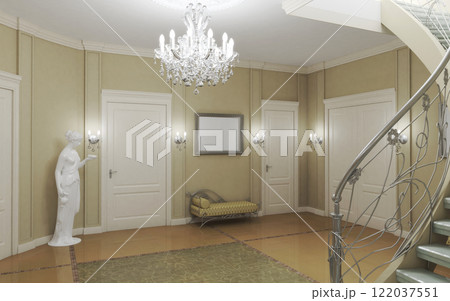 residential interior visualization, 3D illustration, cg residential interior visualization, 3D illustration, cg 122037551